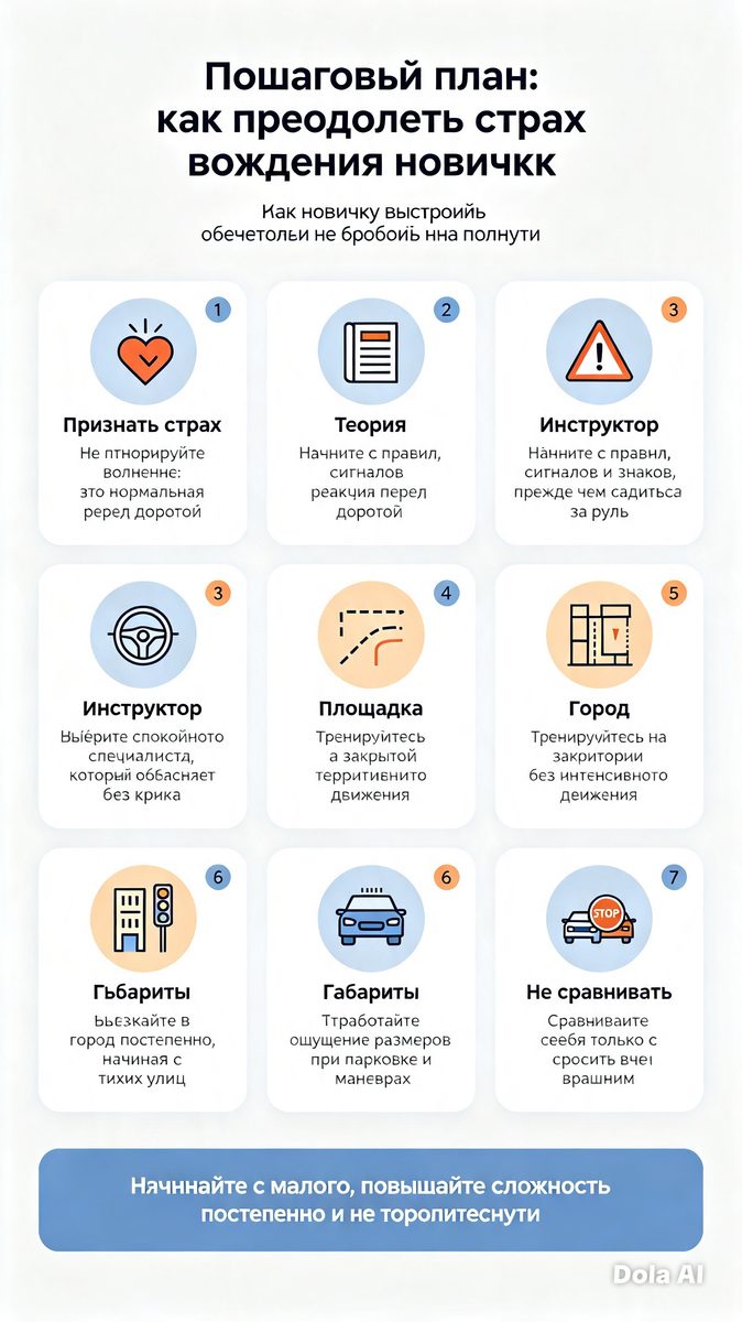 Пошаговый план: как преодолеть страх вождения новичку